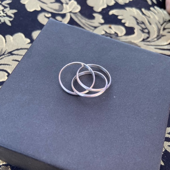 EUC Vintage Sterling Silver 3 Band Puzzle Ring - Size 6.5 - 6.75 - Picture 4 of 5